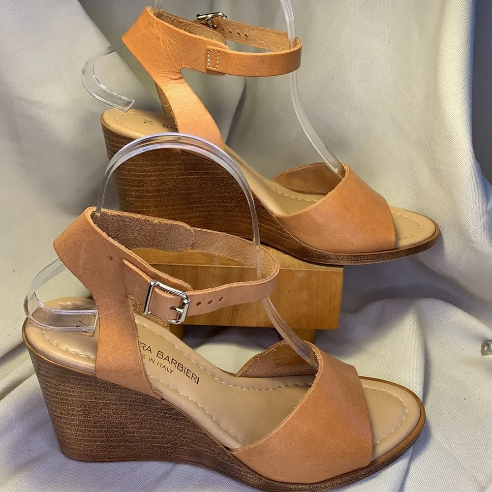 Barbara Barbieri leather wedge sandal ankle strap